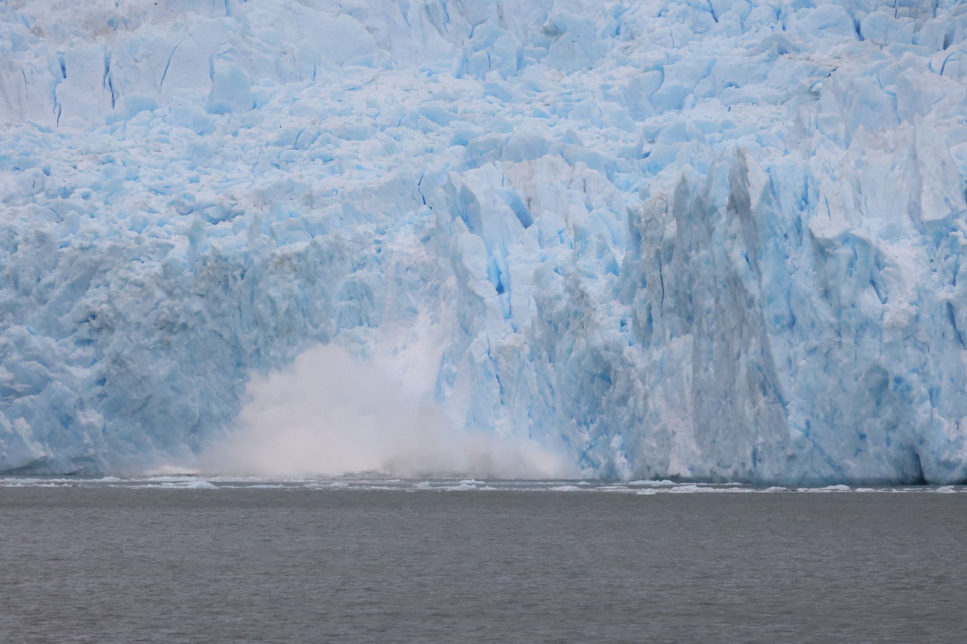 Glacier front in Patagonia with floating ice
